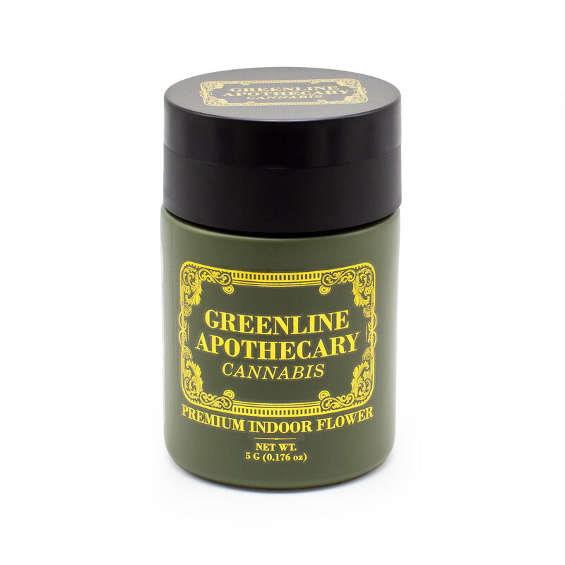 Jack Herer sativa cannabis flower jar, 23.4% THC, Greenline Apothecary